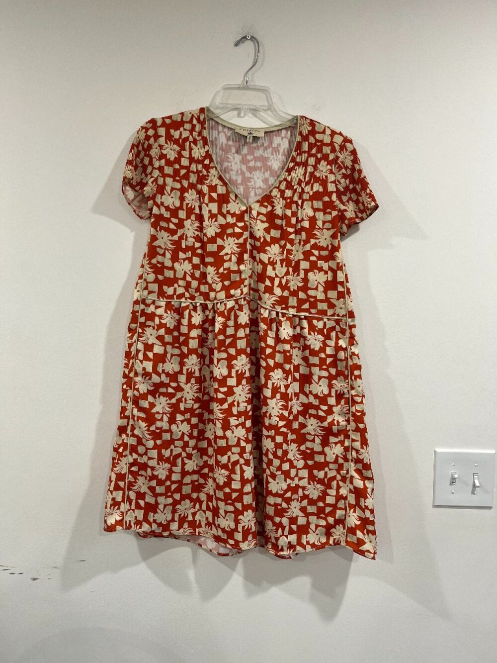Cotelac Women's Orange Abstract Print Oversize Dress Size Small